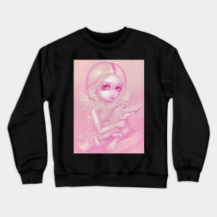 Pink Chibi Angel Pastel Goth with Crocodile Crewneck Sweatshirt